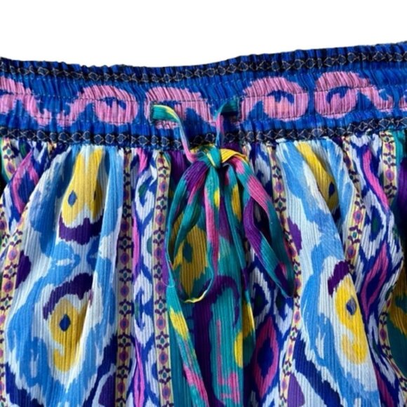 ZARA NWT Royal Blue/Multi Color Aztec Print Swing Asymmetric Mini Skirt Sz Small - Picture 12 of 13